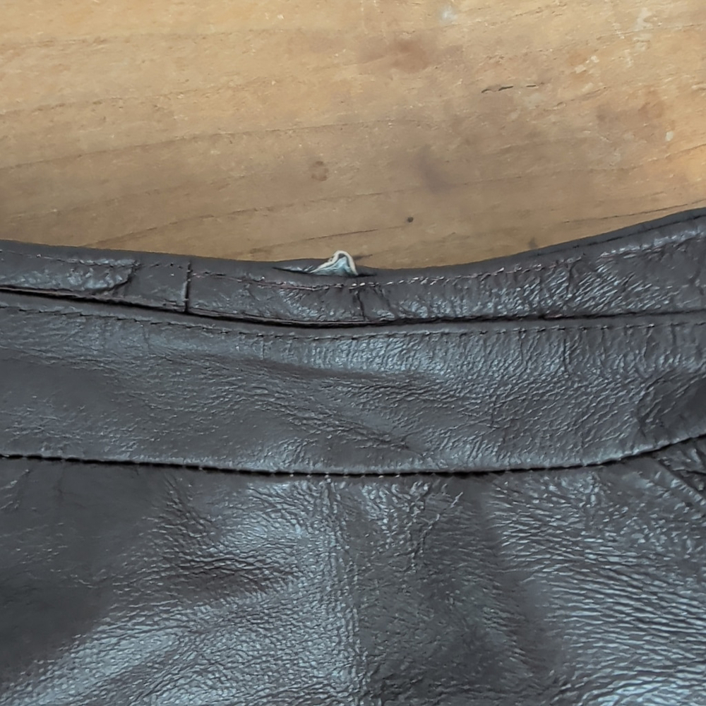 Vintage Ladies' Scrunch Waist Brown Leather Jacket 4 - Picture 7 of 8